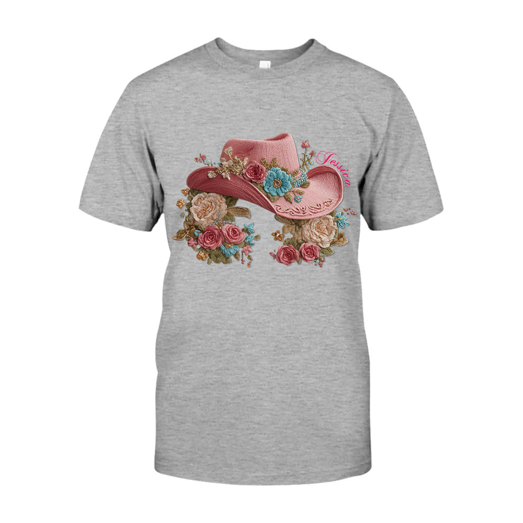 Cowgirl Hat And Flowers - Personalized Cowgirl T-shirt And Hoodie