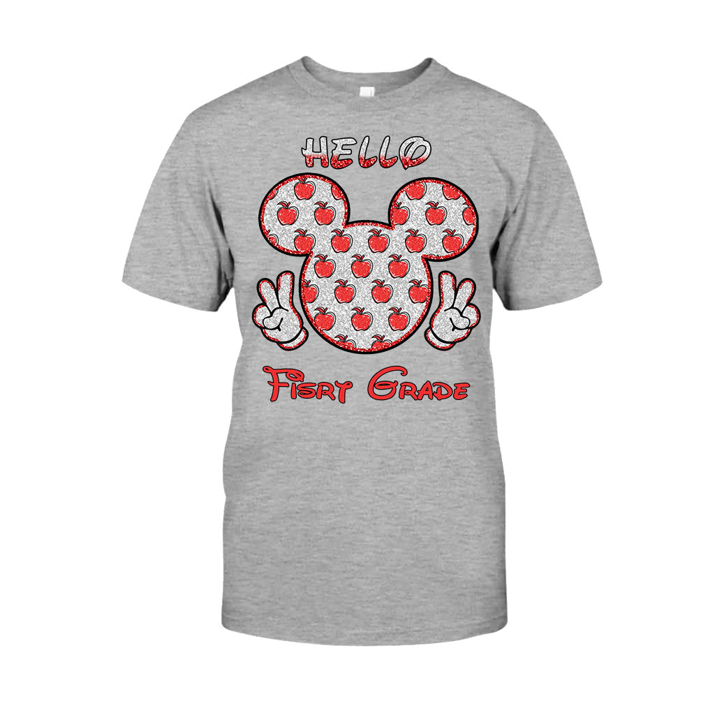 Bonjour l'école ! T-shirt et sweat à capuche personnalisés pour enseignants avec imprimé à paillettes.