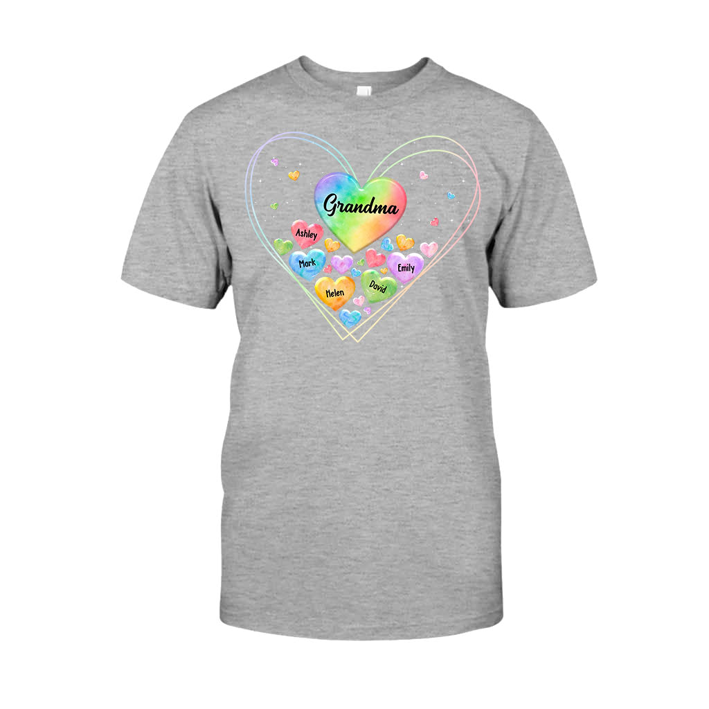 Colorful Heart Of Grandma Mother - Gift for grandma, grandma, mom - Personalized T-shirt And Hoodie