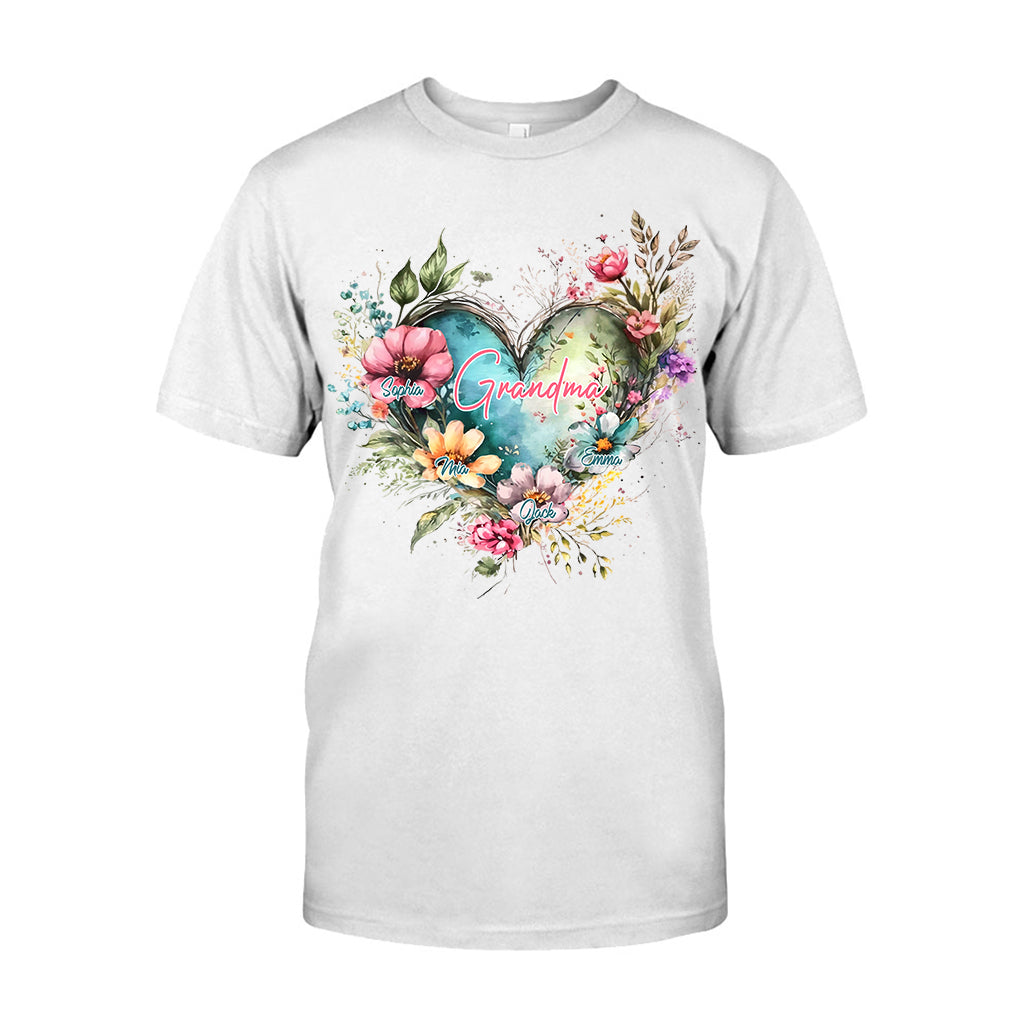 Grandma's Mom's Flowers - Personalized Grandma T-shirt And Hoodie