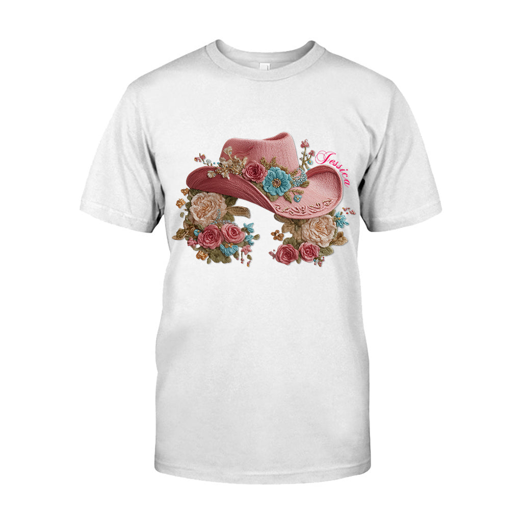 Cowgirl Hat And Flowers - Personalized Cowgirl T-shirt And Hoodie