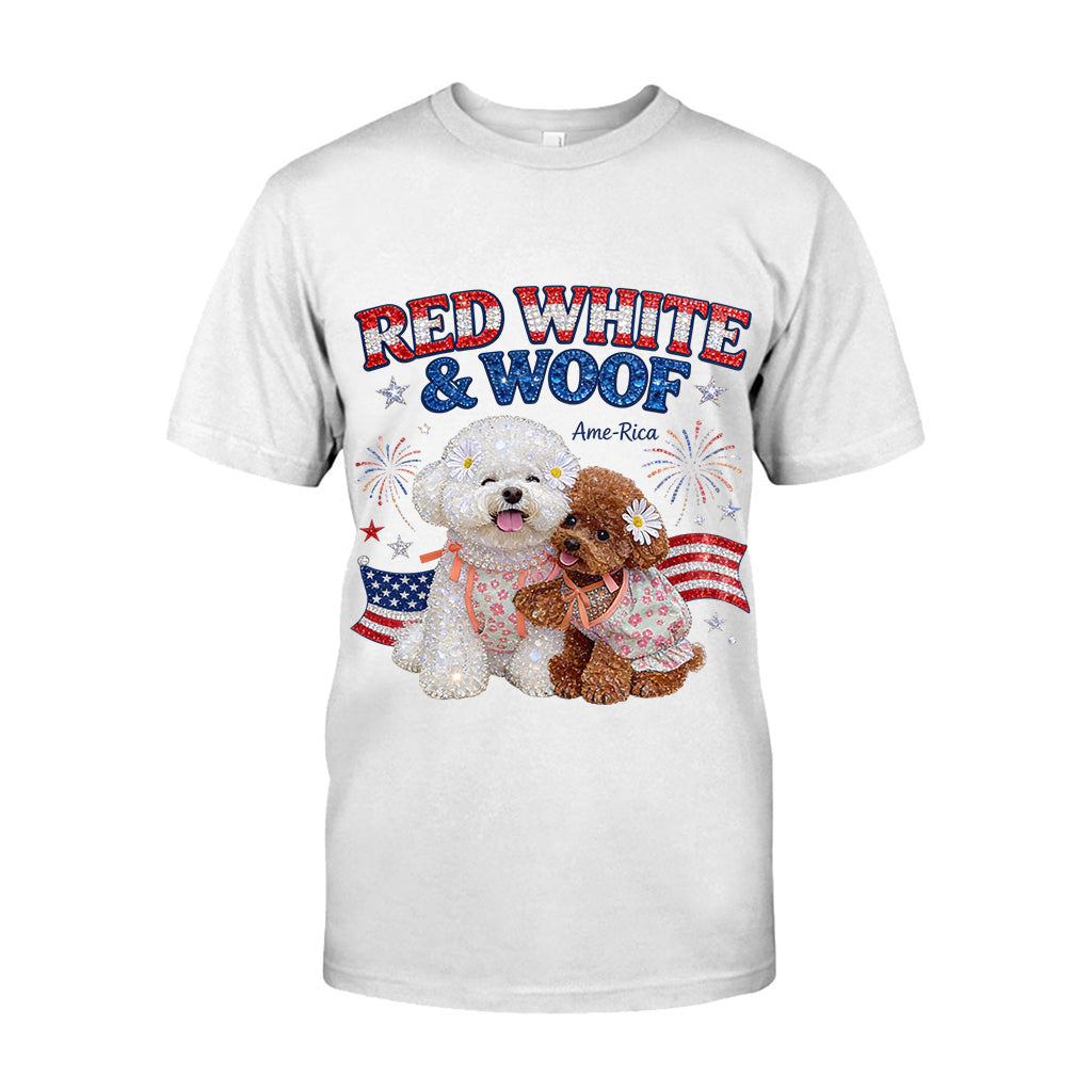 Rot Weiß Woof - Personalisierbares Hund T-Shirt und Hoodie