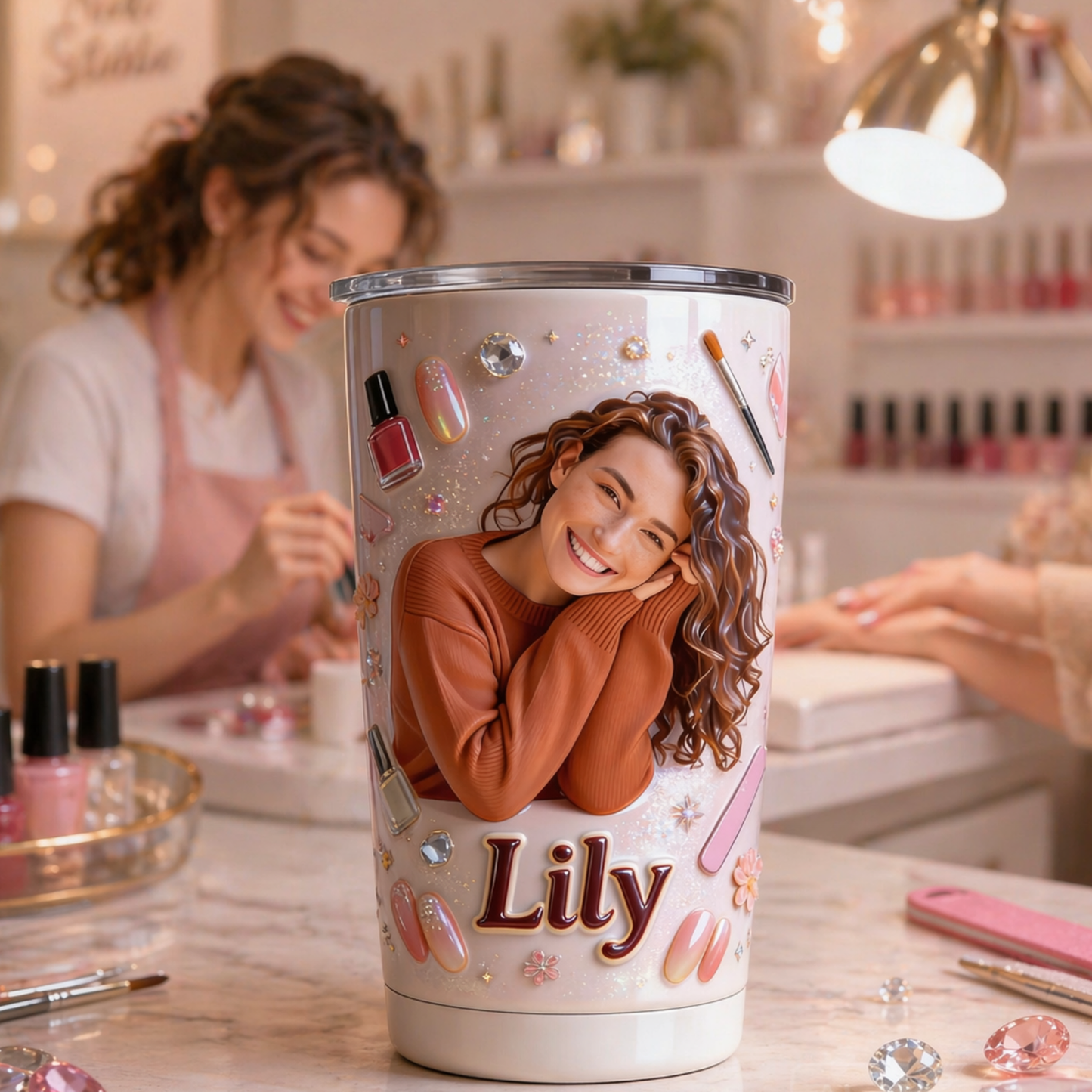 Liebes Nageldesign, Geschenk für Frauen - Personalisierter Nail Salon Becher