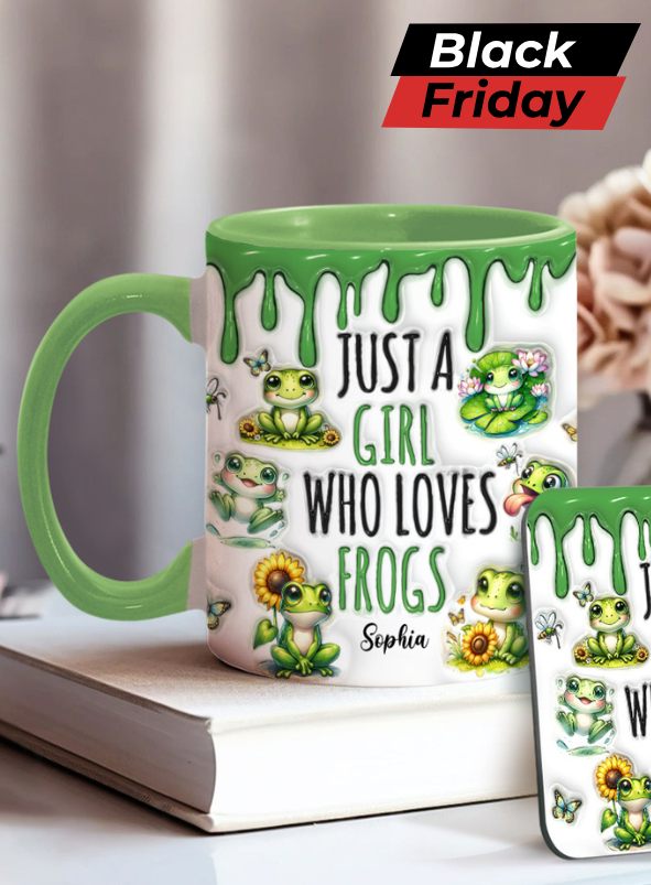 Just A Girl Who Loves Frogs - Personalized Frog Accent Mug