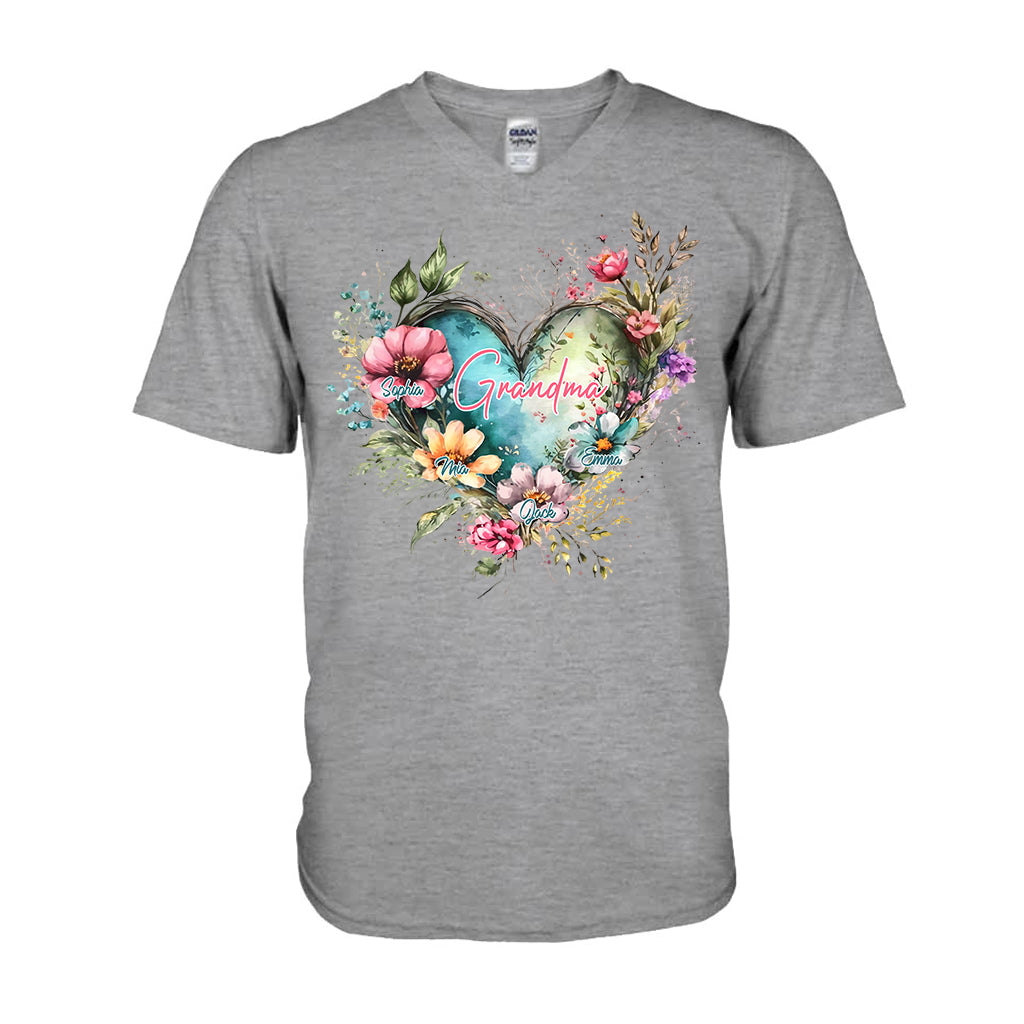 Grandma's Mom's Flowers - Personalized Grandma T-shirt And Hoodie