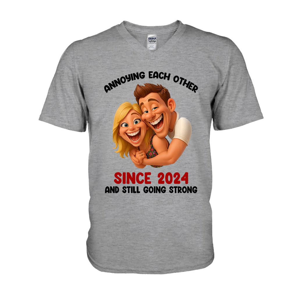 Funny Gift Cartoonish Exaggerated Mascot Style - Personalized Couple T-shirt And Hoodie