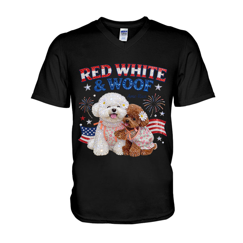 Rot Weiß Woof - Personalisierbares Hund T-Shirt und Hoodie