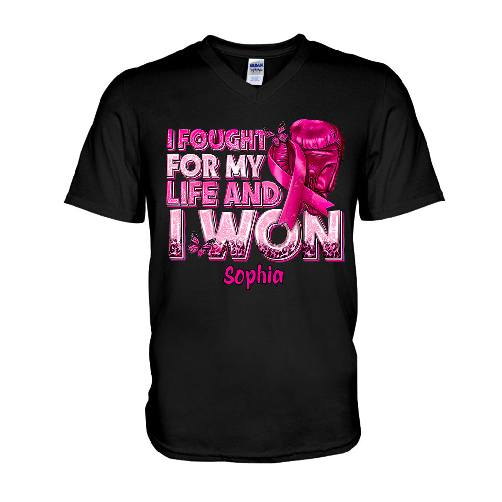 Boxing Gloves Pink Ribbon - Personalized Breast Cancer Awareness T-shirt And Hoodie
