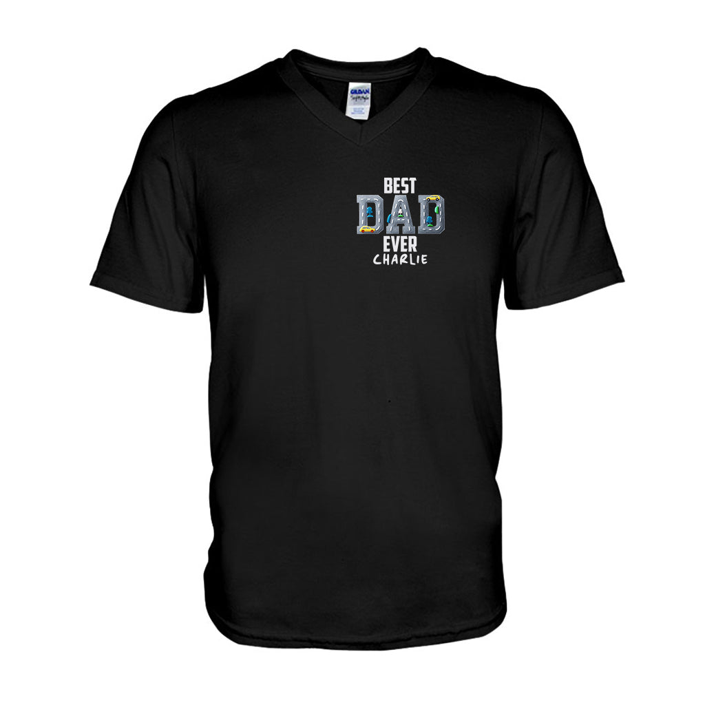 Car Road On Dad's Back - Personalized Father T-shirt And Hoodie