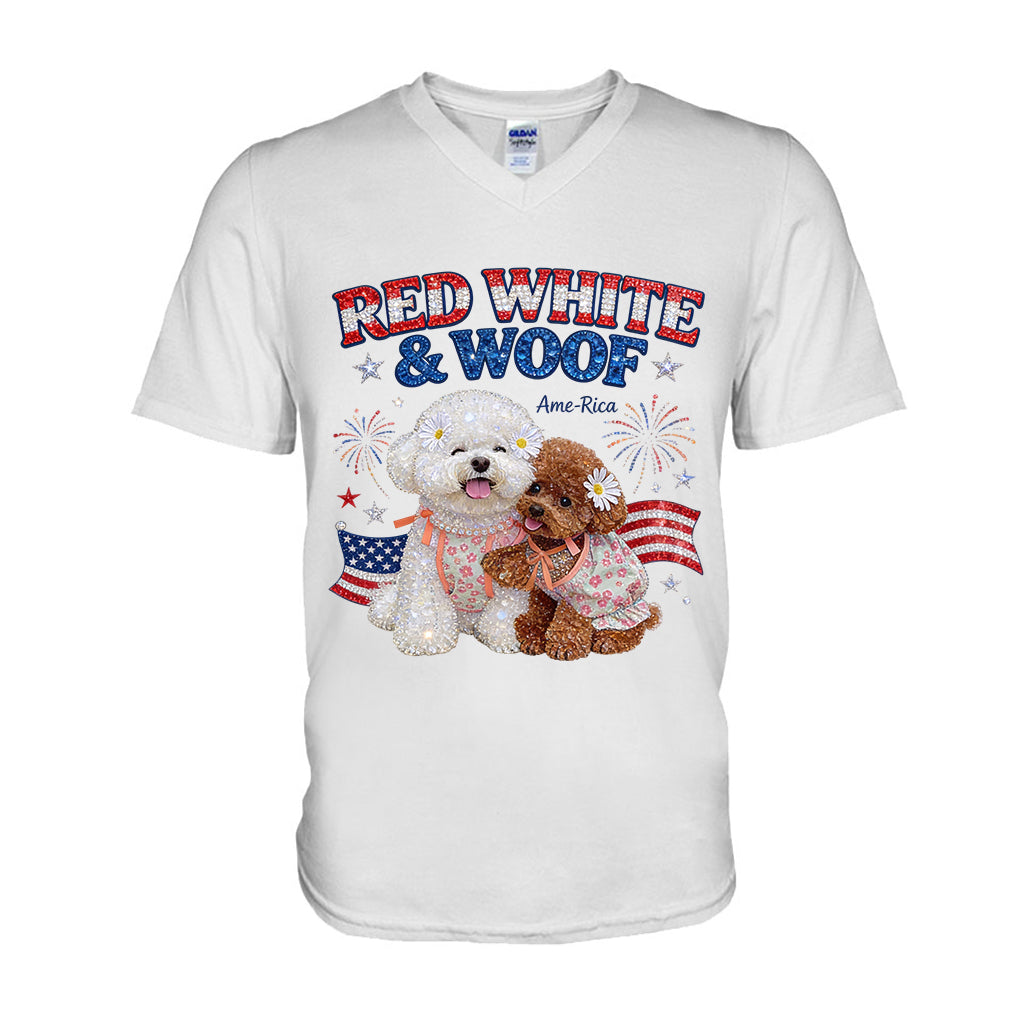 Rot Weiß Woof - Personalisierbares Hund T-Shirt und Hoodie