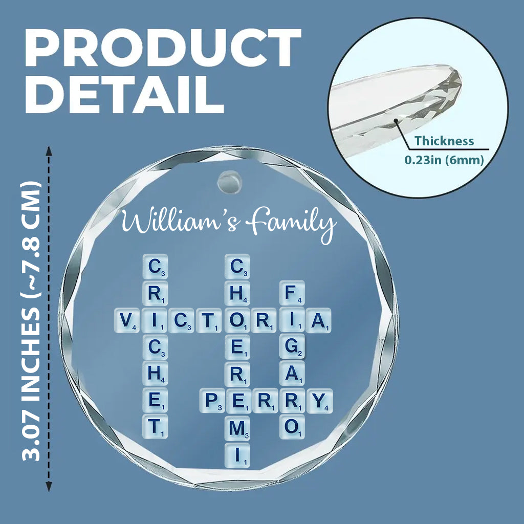 Our Family, Sea Glass Name Puzzle - Personalized Family Round Shaped Glass Ornament