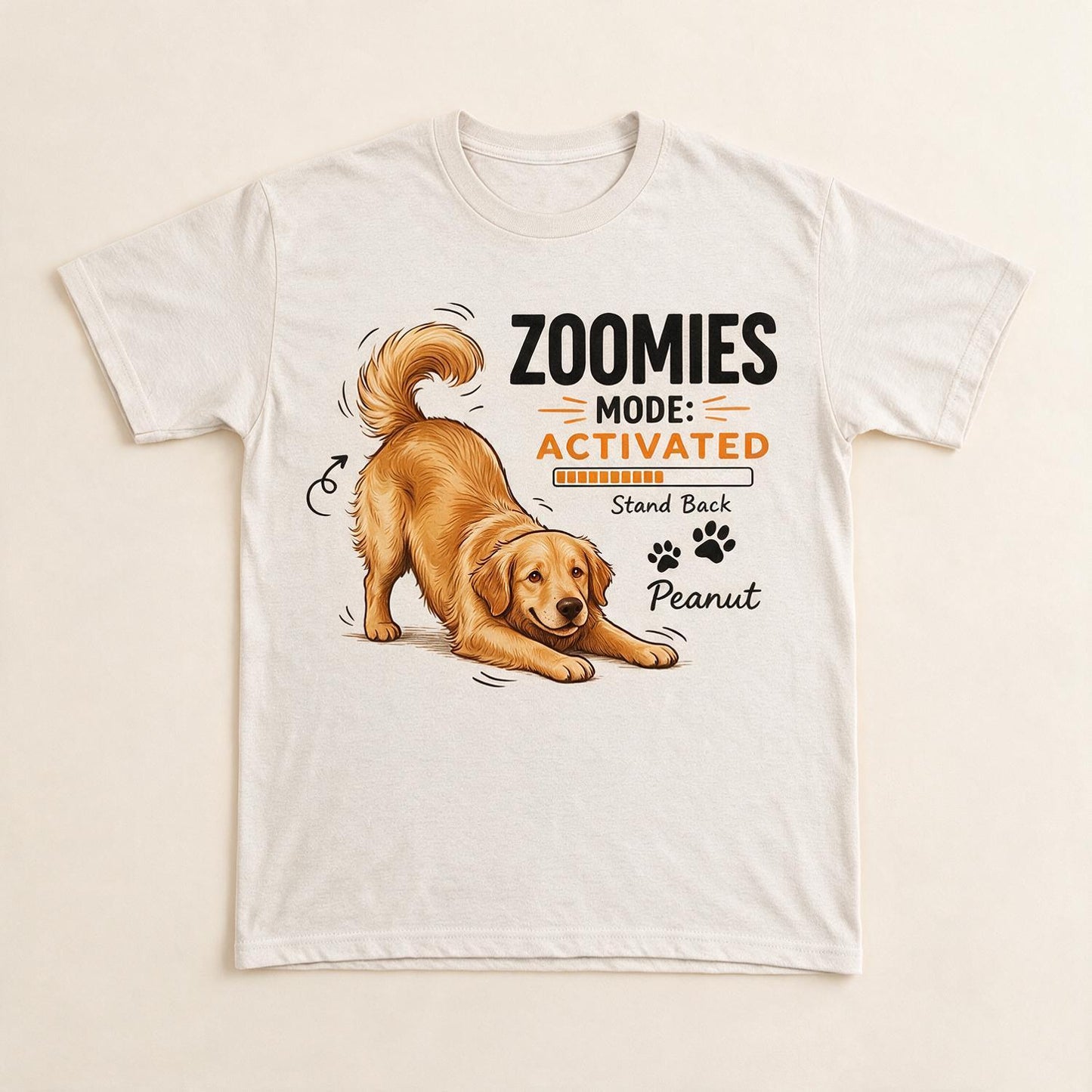 Zoomies Mode Activated Golden Retriever Play Bow Personalized Shirt - Funny Custom Dog Lover Gift