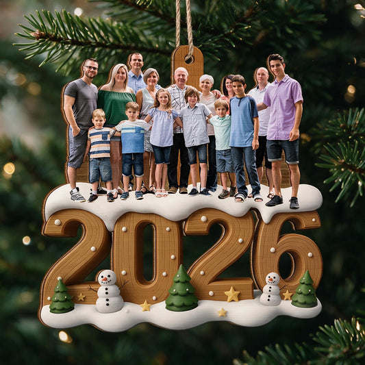 Custom Photo Christmas 2026 Family Custom Shaped Wooden Ornament, Holiday Keepsake Gift
