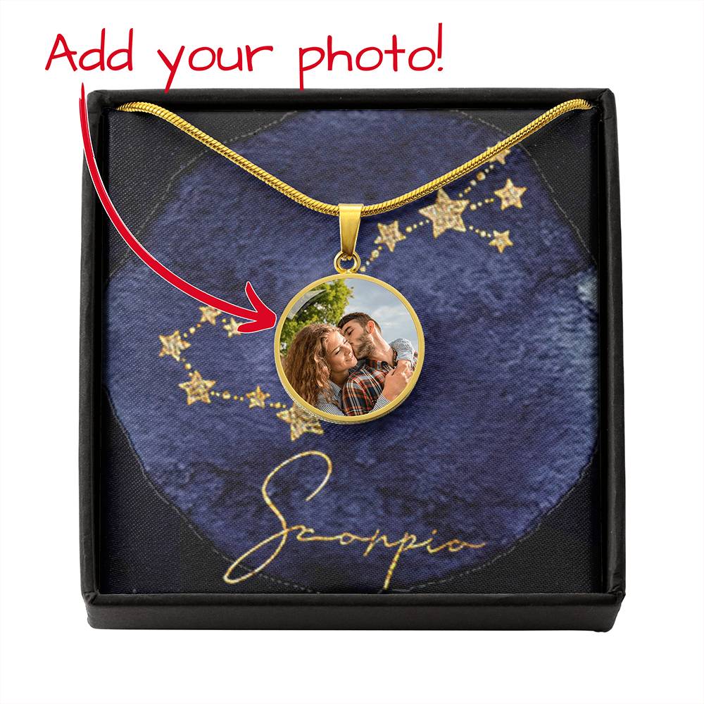 Zodiac Sign Necklace - Personalized Horoscope Round Pendant Necklace - hrs5026
