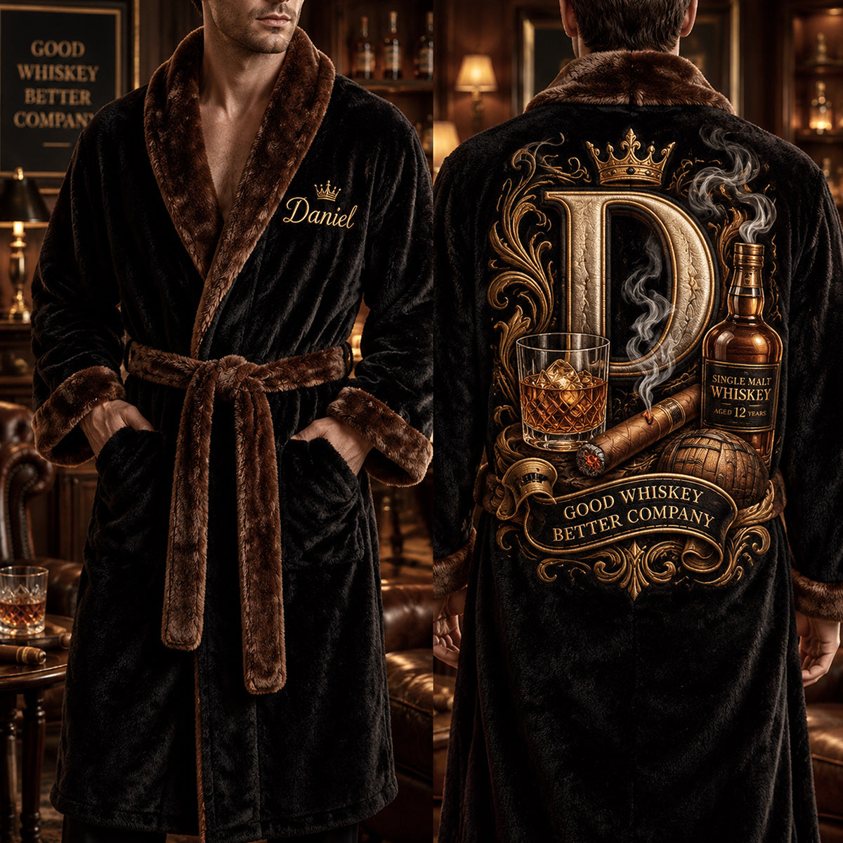 Gentleman Favor - Personalisierter Whisky-Pyjama-Kimono-Roben