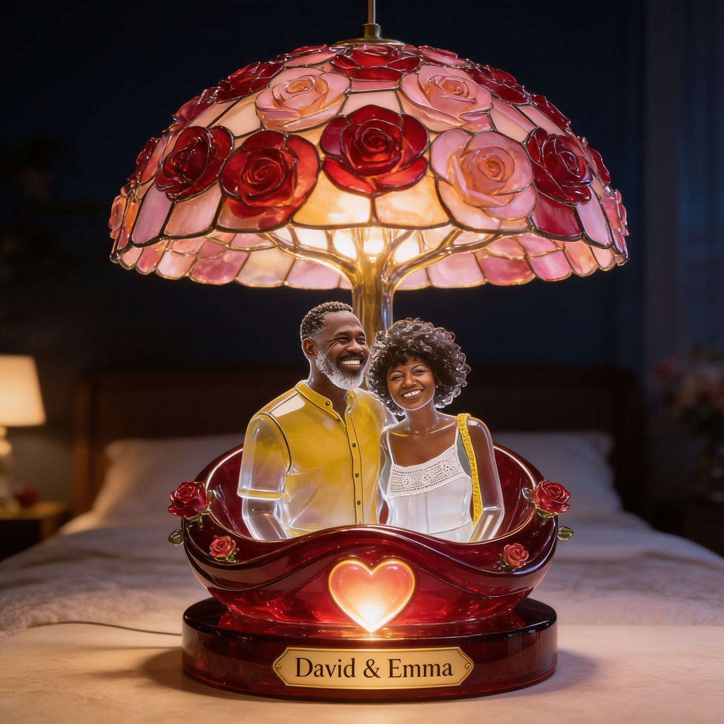 Personalisierbare LED-Nachtleuchte für Paare mit Foto von „Du & Ich“