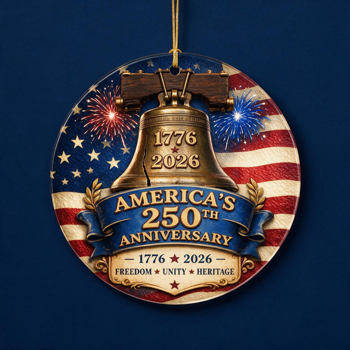 America 250th Anniversary 1776-2026 Liberty Bell Acrylic Ornament - Patriotic Christmas Tree Decor Gift