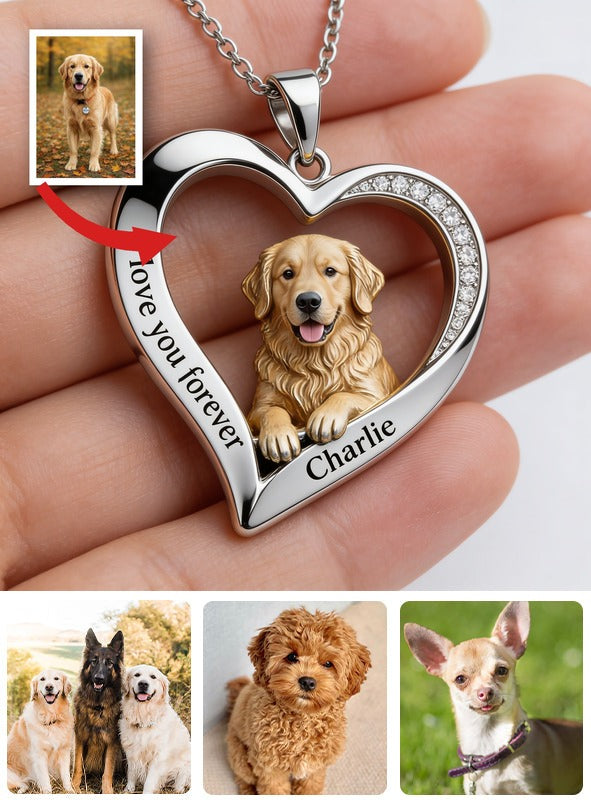 Personalisierter Fluffy Golden Retriever Metallanhänger Halskette