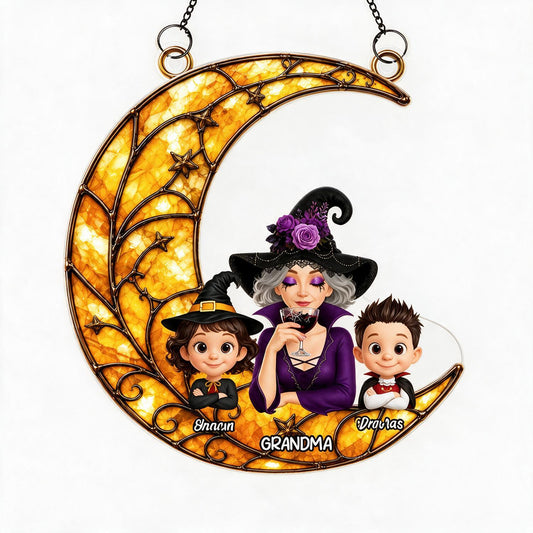 Crescent Moon Acrylique Personnalisé pour Halloween - Cadeau pour Mamie