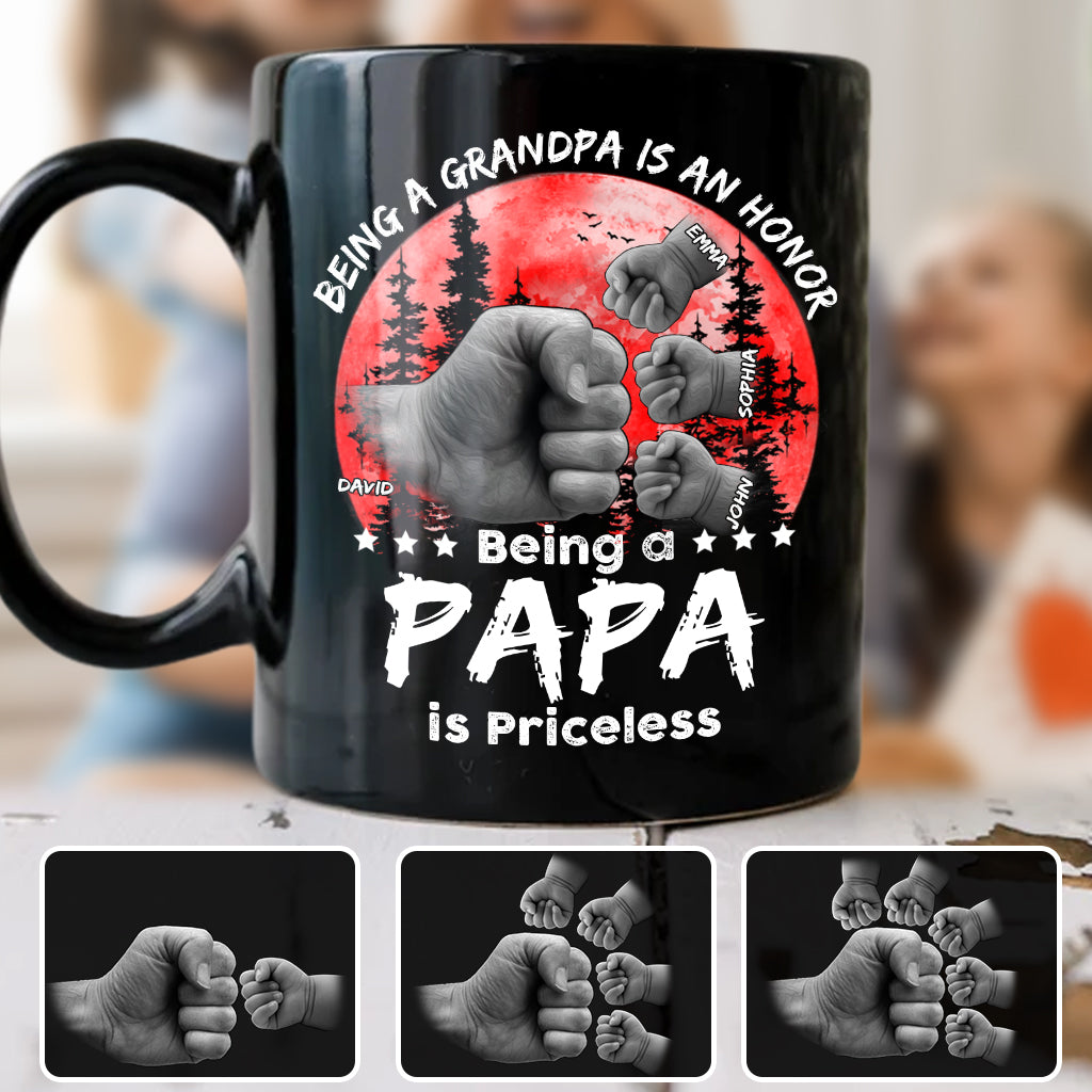 Father Son Red Moon Fist Bump - Personalized Father Mug