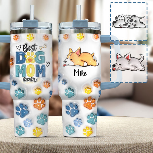 Meilleur papa/maman de chien au monde - Gobelet isotherme personnalisé pour chien avec poignée