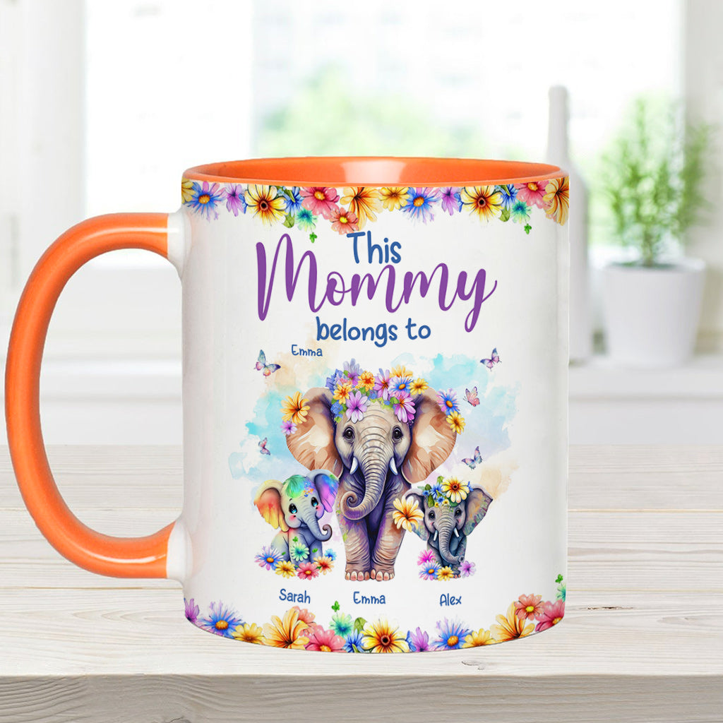 Elephants This Mommy Belongs To - Personalized Mother Accent Mug
