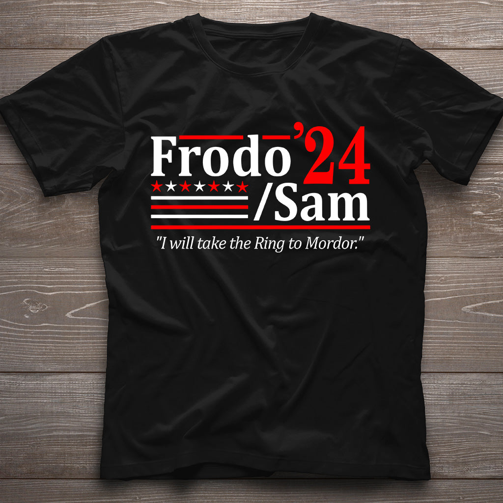 Hobbit-Duo-Wahl 2024 – Ich bringe den Ring – Lustiges Buch-Nerd-Film-Cosplay-USA-Humor – XS–6XL – Unisex-T-Shirt aus weichem Material