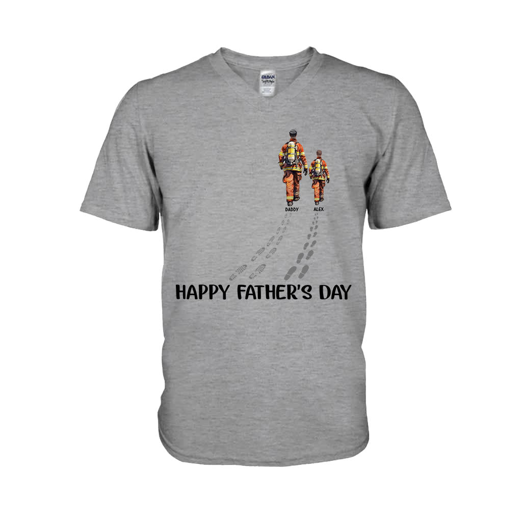 Happy Father's Day Firefighter Dad - Personalized Firefighter T-shirt And Hoodie