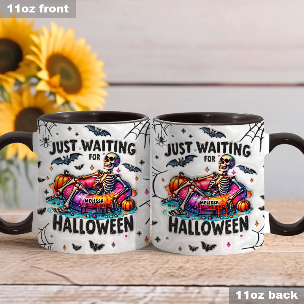 Just Waiting for Halloween - Personalized Skull Accent Mug