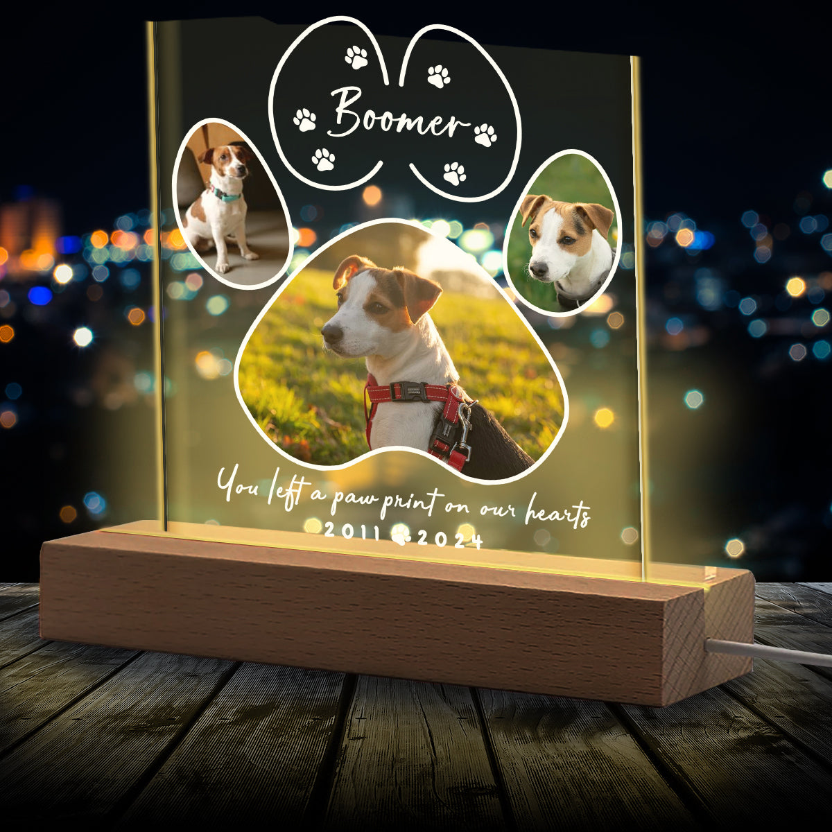 Du hast einen Pfotenabdruck hinterlassen – Personalisierte LED-Nachtleuchte in Hundeform