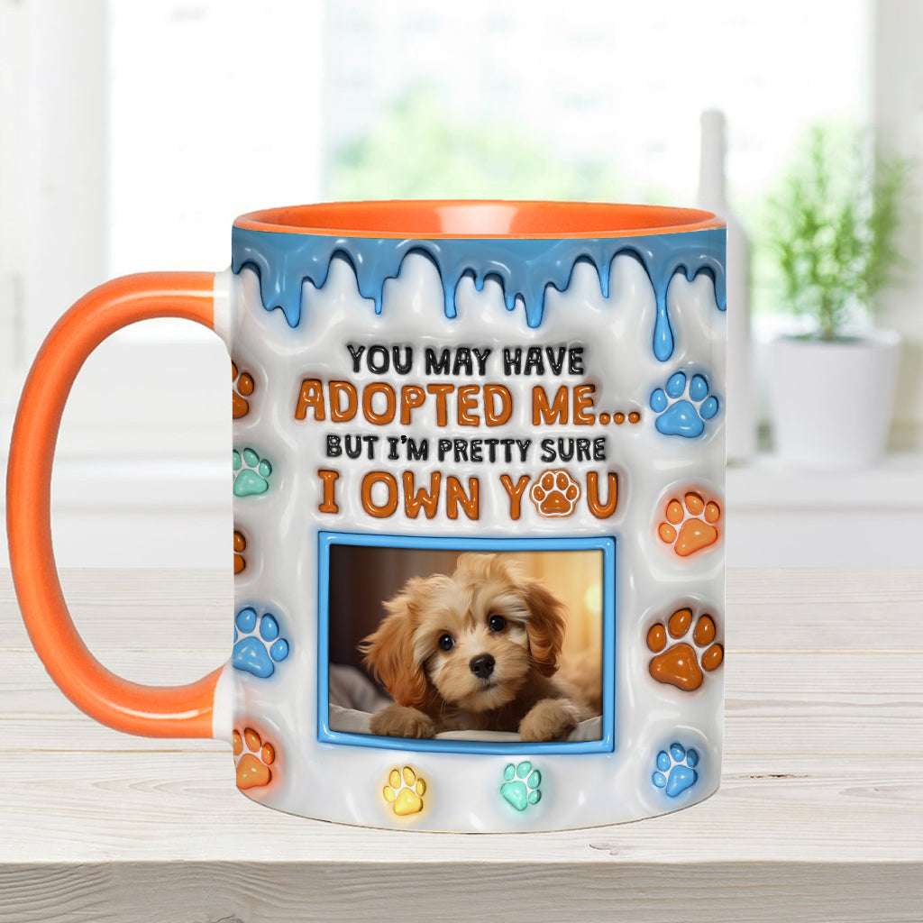 Tu m'as peut-être adopté, mais je suis presque sûr que tu m'appartiens - Mug personnalisé avec motif chien
