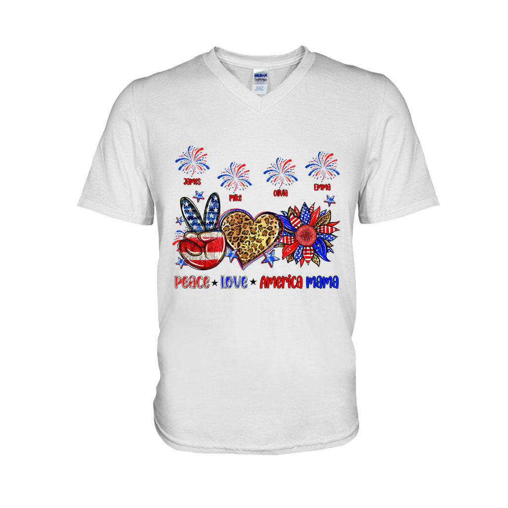 Peace Love American Nana Mama Any Title - Personalized Mother T-shirt And Hoodie