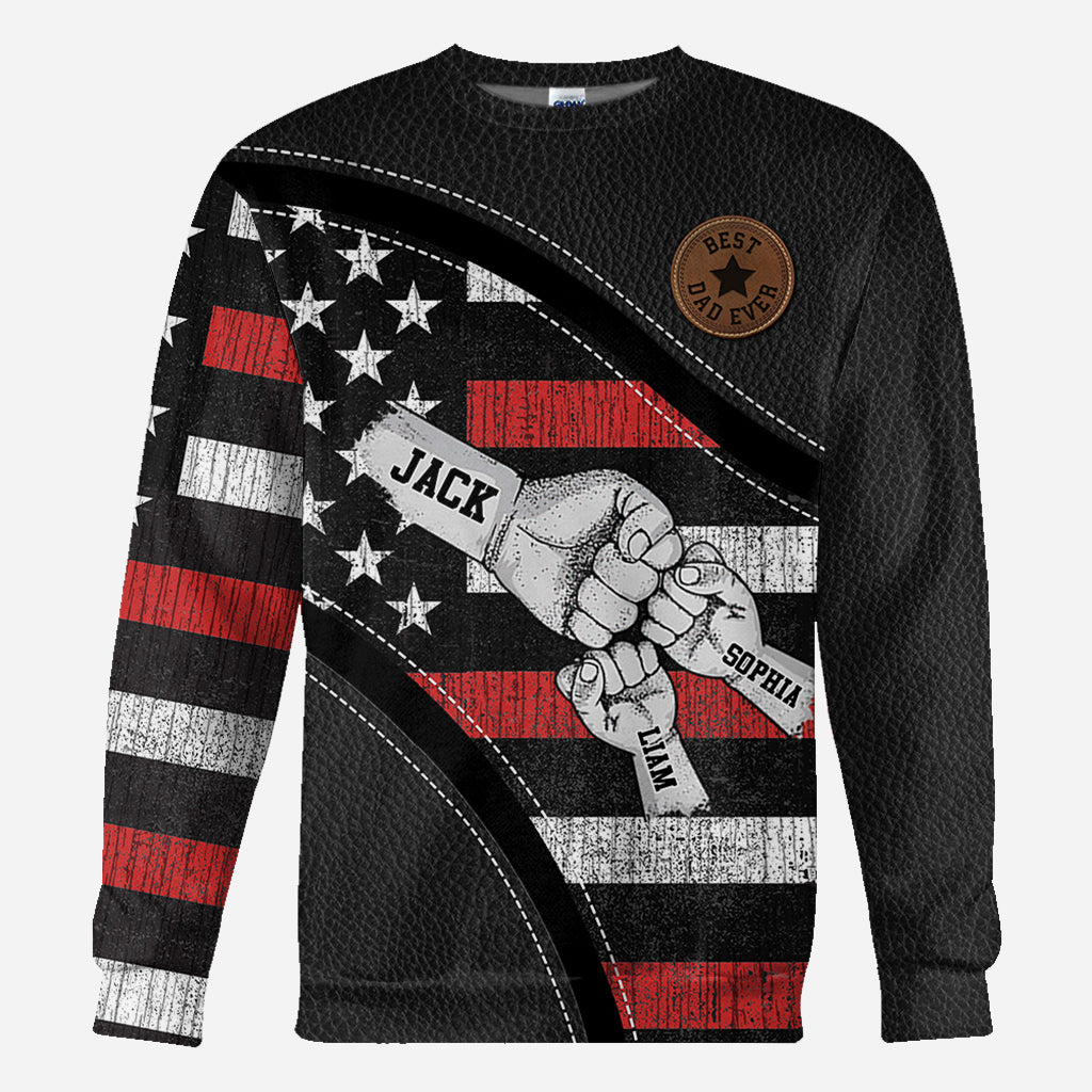 Fist Bump Dad And Children - Personalized Father All Over Shirt