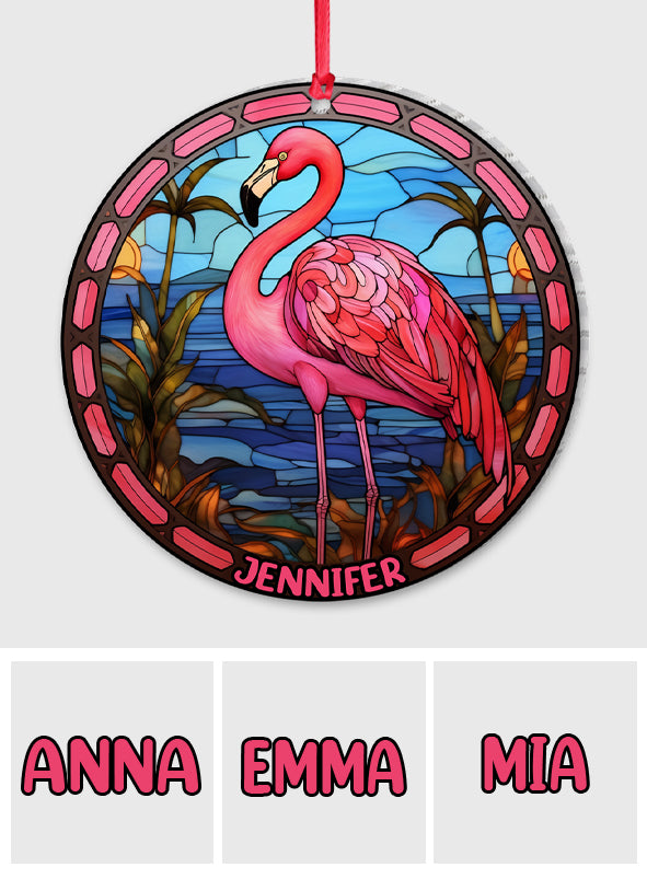 Flamants roses - Ornement transparent personnalisé Flamant rose