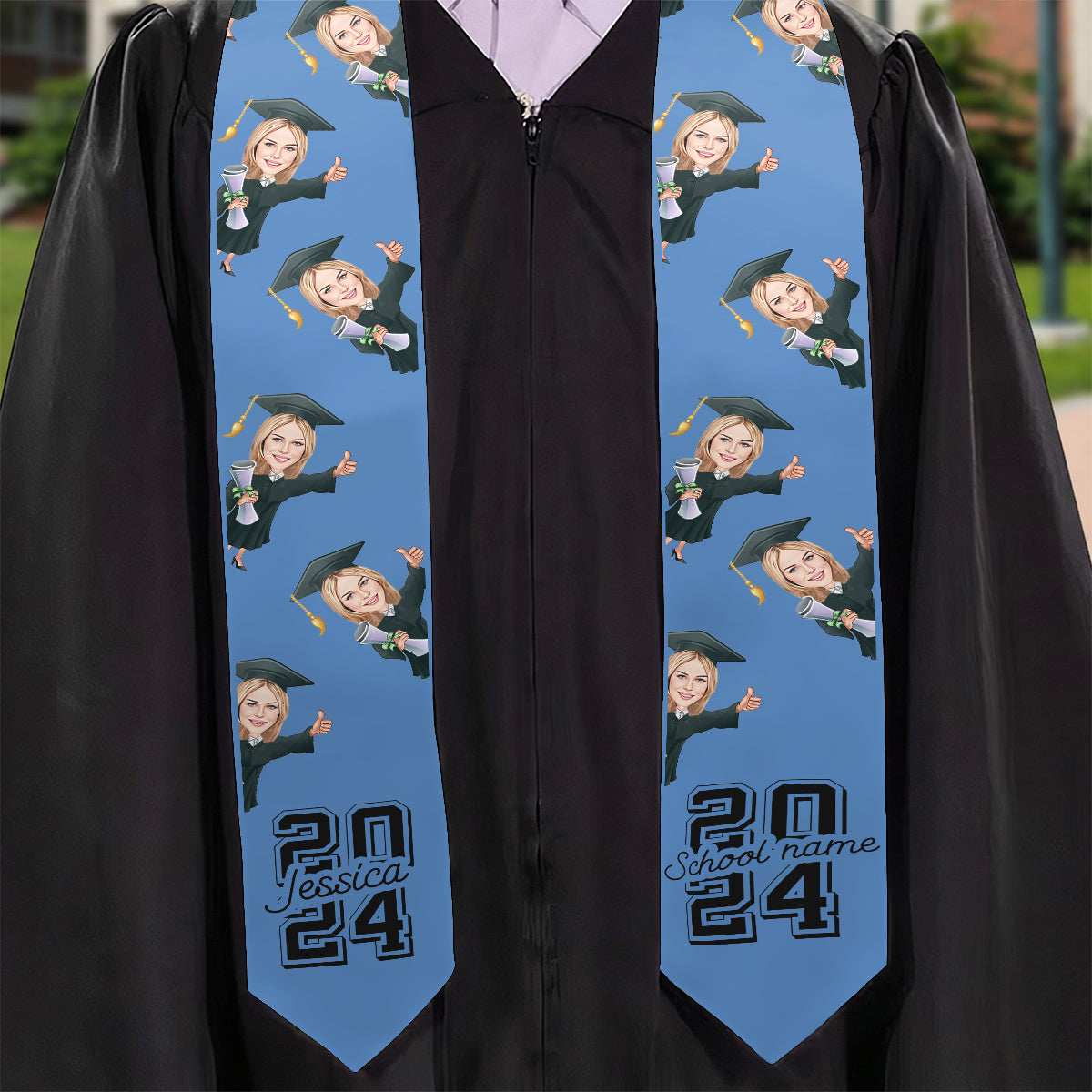 Caricature Funny Character - Personalized Graduation Graduation Stole