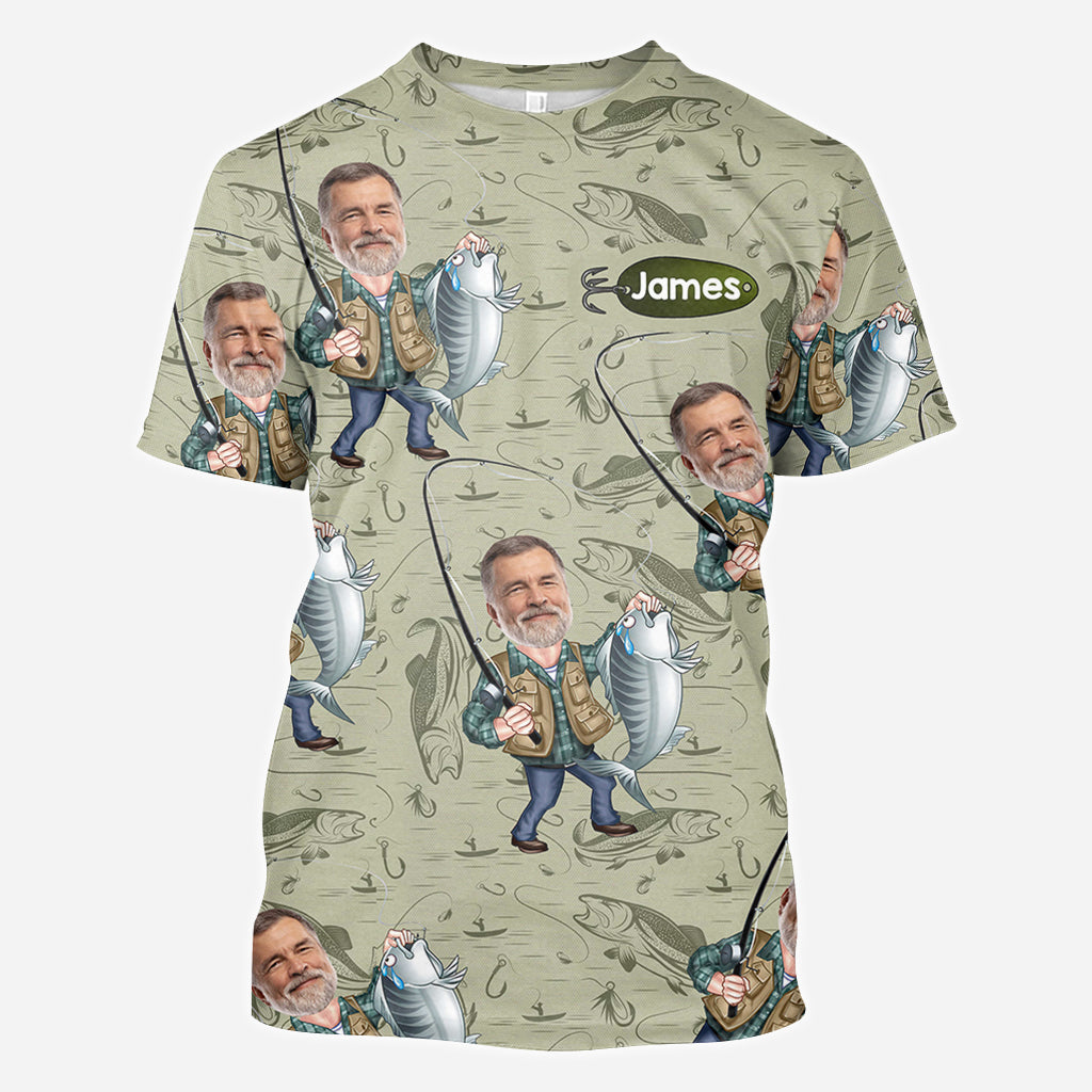 Funny Caricature Face - Personalized Fishing All Over Shirt