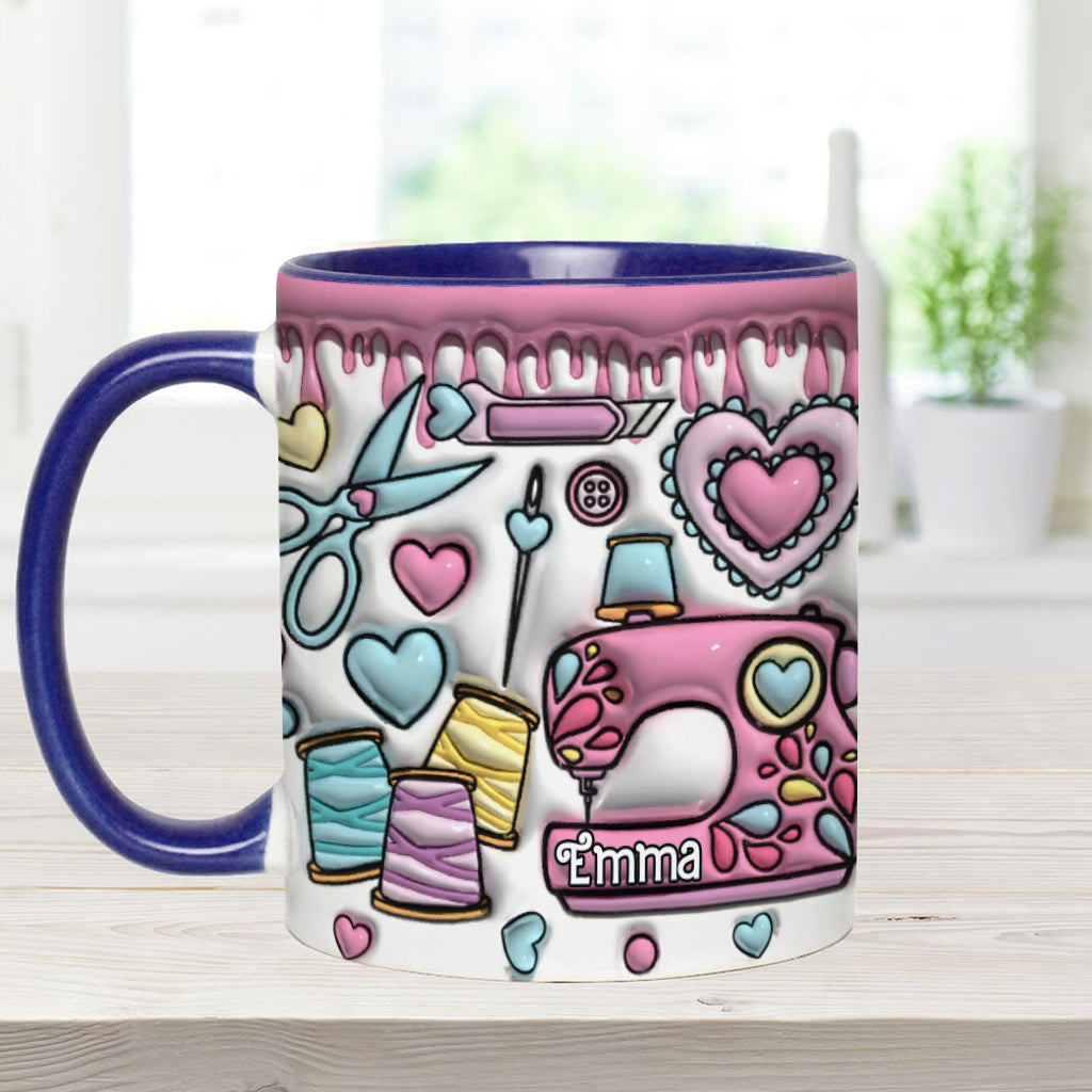 Mug rose personnalisé pour les passionnées de couture - Thème couture