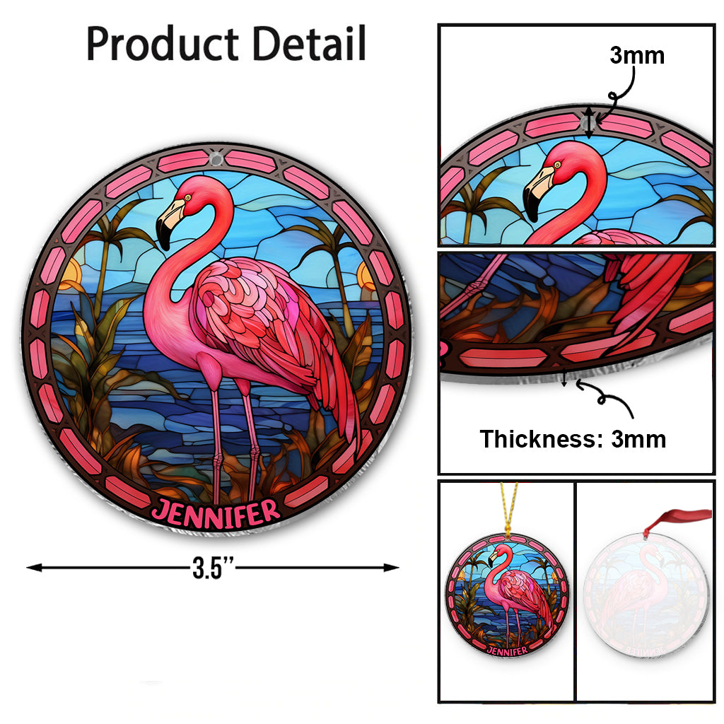 Flamants roses - Ornement transparent personnalisé Flamant rose