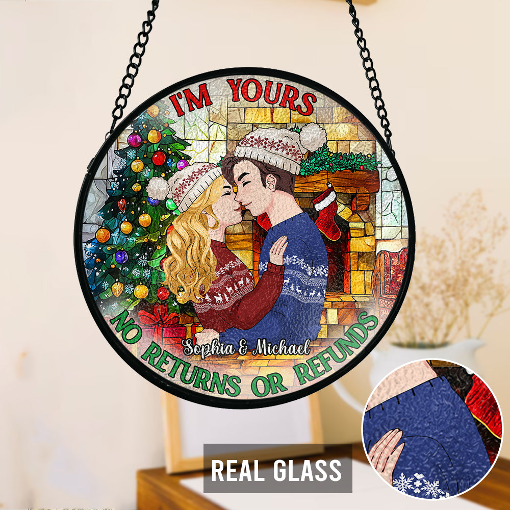 No Returns Or Refunds - Personalized Couple Stained Glass Suncatcher