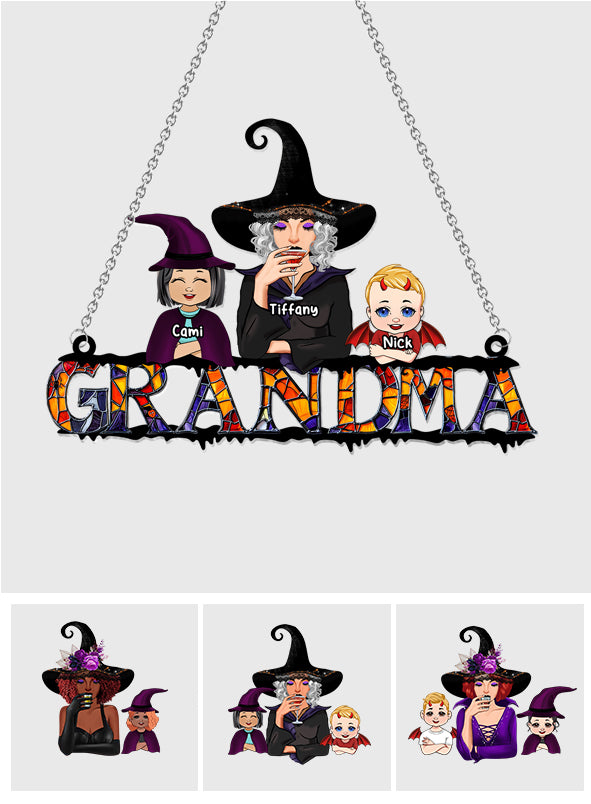 Halloween pour grand-mère - Décoration attrape-soleil personnalisée à suspendre à la fenêtre pour grand-mère 