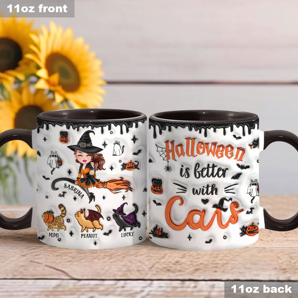 Halloween Is Better With A Cat - Personalized Cat Accent Mug