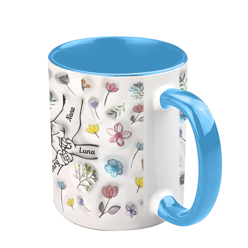Holding Hands Grandma Mom Nana - Personalized Grandma Accent Mug