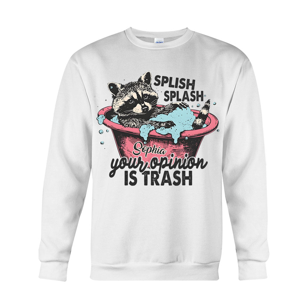Splash Splash Deine Meinung ist Müll - Personalisiertes Waschbär-T-Shirt und Hoodie