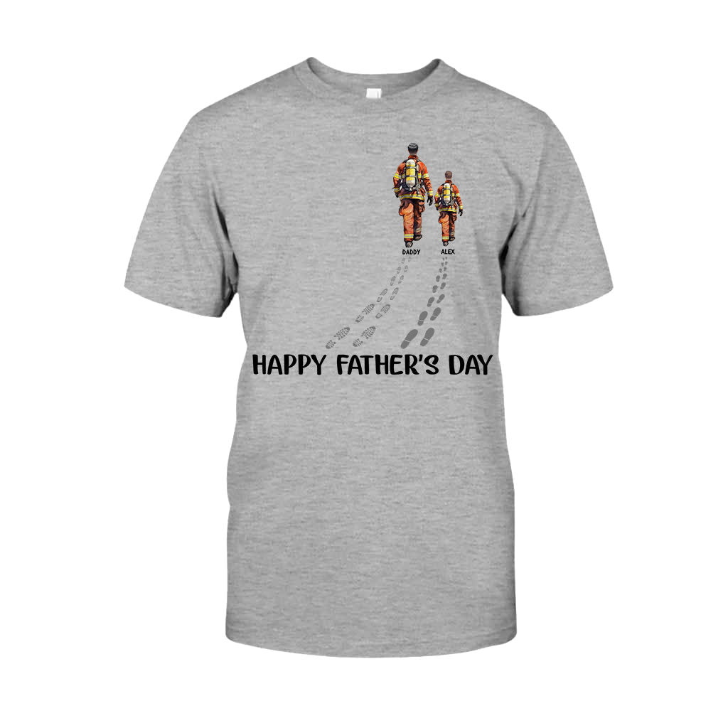 Happy Father's Day Firefighter Dad - Personalized Firefighter T-shirt And Hoodie