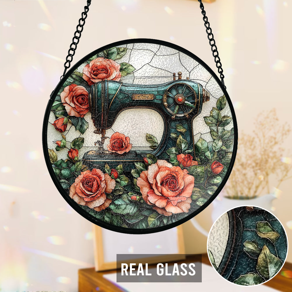Beautiful Sewing Machine - Personalized Sewing Stained Glass Suncatcher