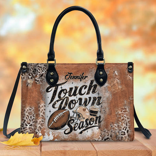 Touch Down Season – Personalisierte Fußball-Lederhandtasche