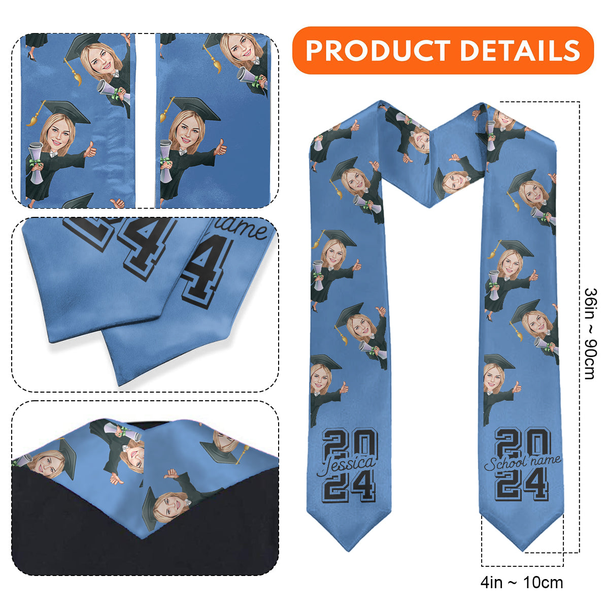 Caricature Funny Character - Personalized Graduation Graduation Stole