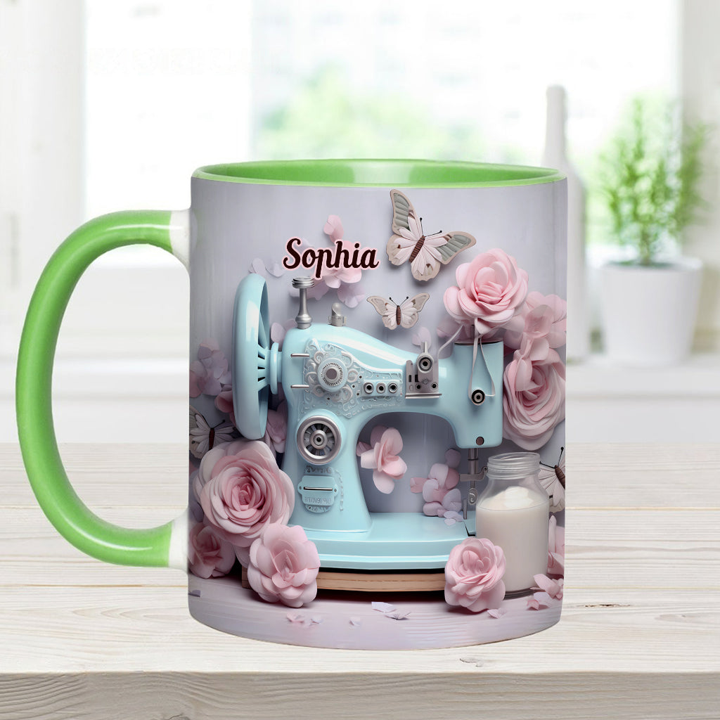 Mug personnalisé à motif machine à coudre