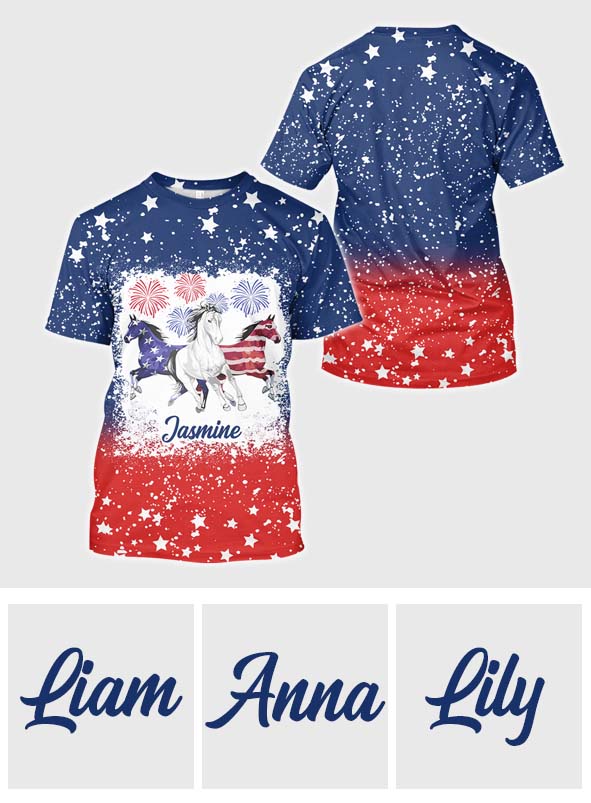 Horse Independence Day Pattern - Personalized Horse All Over Shirt