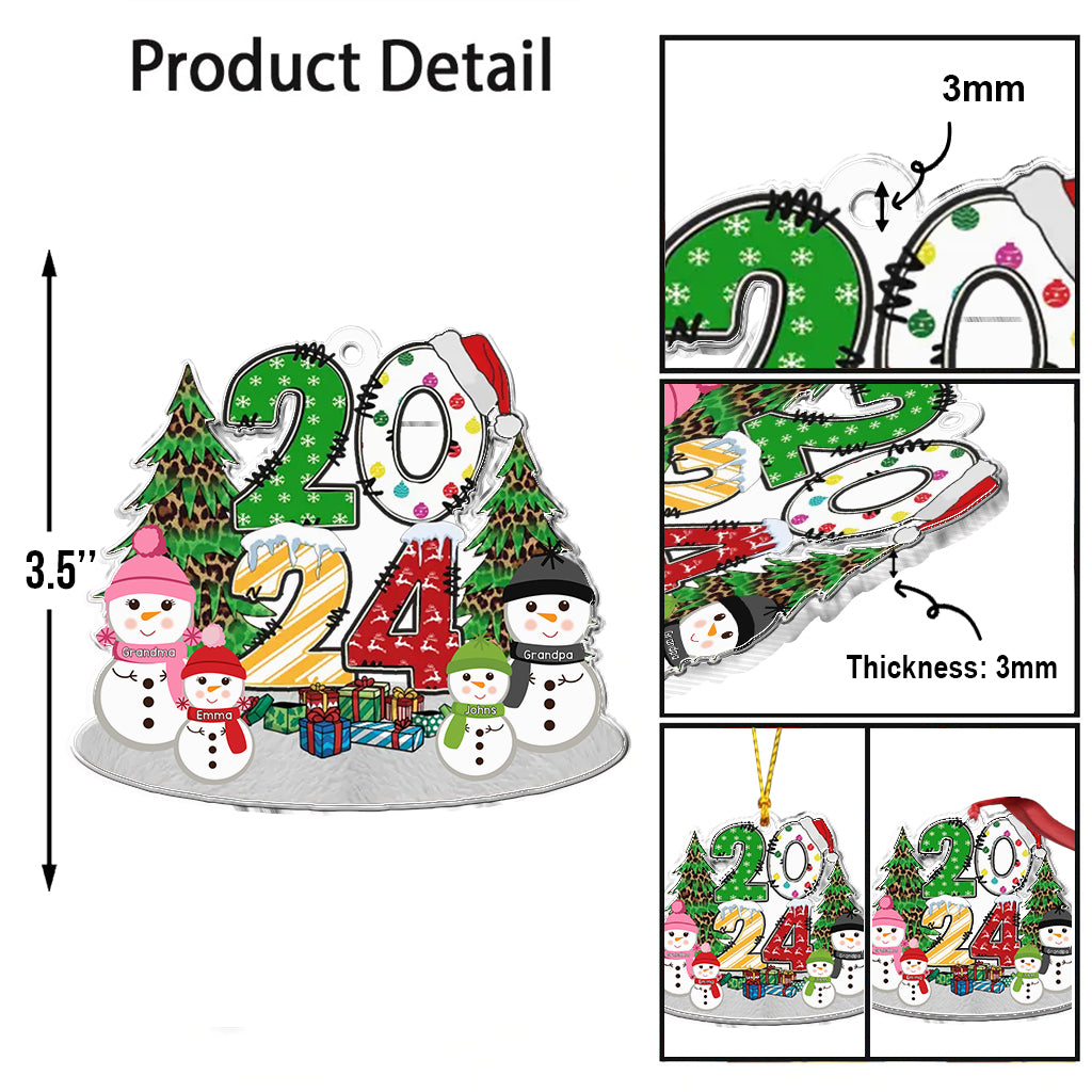 Adorable bonhomme de neige pour les petits-enfants - Ornement personnalisé pour grand-mère